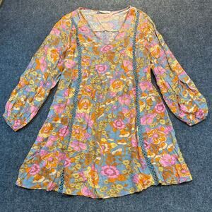 Rusttydustty Pink Orange Floral Tunic Soft Shape Blouse Womens 2XL XXL